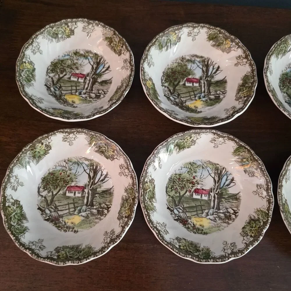 Set of 8 Johnson Bros FRIENDLY VILLAGE  Stone Wall 5